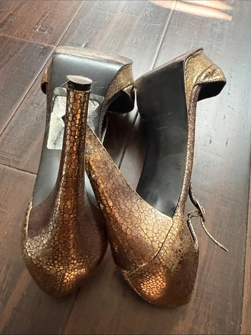 Hype Women's Metallic Gold T-Strap High Heels